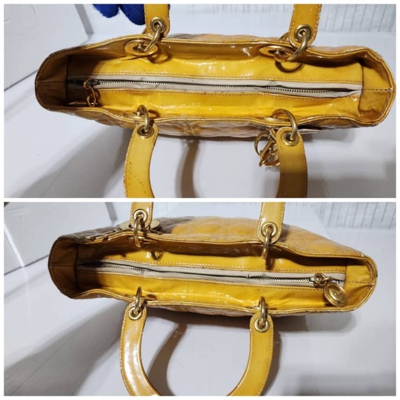 Authentic Christian Dior Cannage Lady Dior Patent Leather Tote Bag - Picture 11 of 15